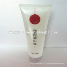 pearl white plastic packaging tube with sliver plating cap